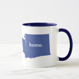 Washington Home Silhouette Map Shaped Blue Mok