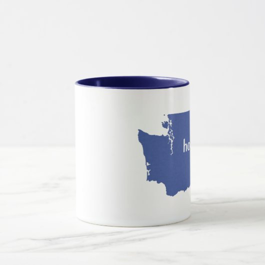 Washington Home Silhouette Map Shaped Blue Mok (Midden)