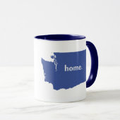 Washington Home Silhouette Map Shaped Blue Mok (Voorkant rechts)