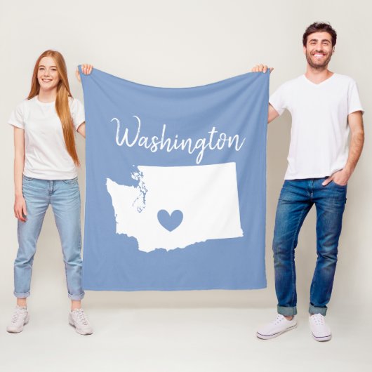 Washington home state map love hart fleece deken (In situ)