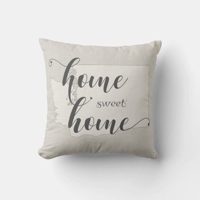 Washington - Home Sweet Home burlap-look Kussen (Voorkant)
