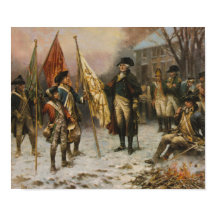 Washington inspecteert de gevangen kleuren na de