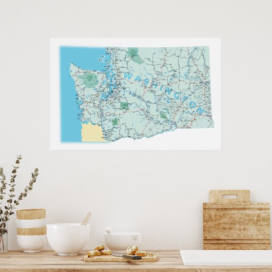 Washington Interstate Map Print (Keuken)