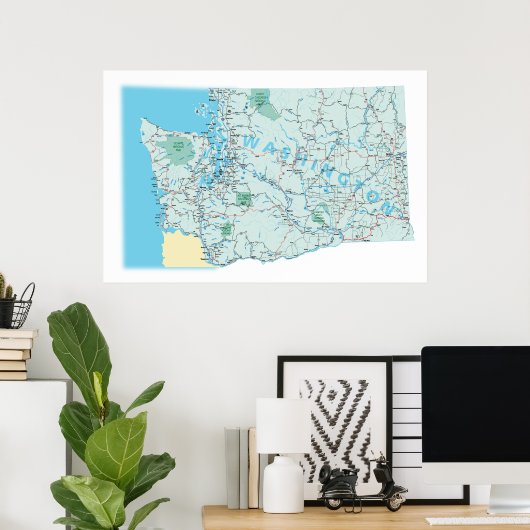 Washington Interstate Map Print (Thuiskantoor)