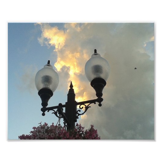 Washington Iowa Light en Storm Clouds Foto Afdruk (Voorkant)