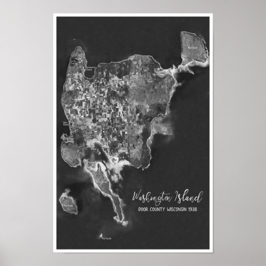 Washington Island door County WI 1938 Aerial Photo Poster (Voorkant)