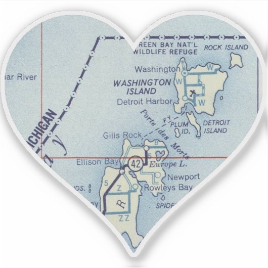 Washington Island WI  Map Sticker (Voorkant)