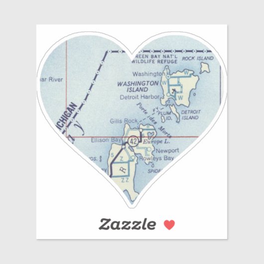 Washington Island WI  Map Sticker (Vel)