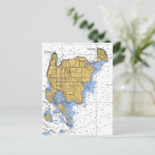 Washington Island, WI Nautical Chart Briefkaart (Staand voorkant)