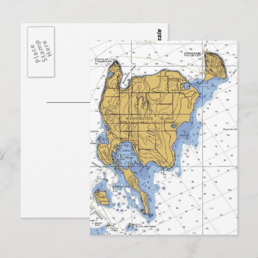 Washington Island, WI Nautical Chart Briefkaart (Voorkant / Achterkant)