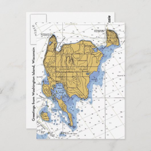 Washington Island, WI Nautical Chart Briefkaart (Voorkant / Achterkant)