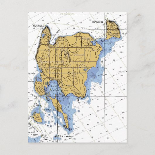 Washington Island, WI Nautical Chart Briefkaart (Voorkant)
