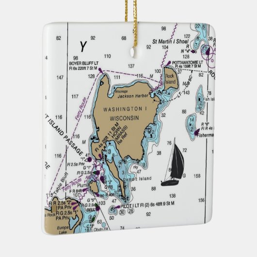 Washington Island WI Nautical Chart Keramisch Ornament (Rechts)