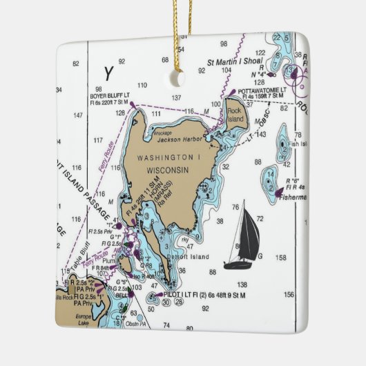 Washington Island WI Nautical Chart Keramisch Ornament (Links)