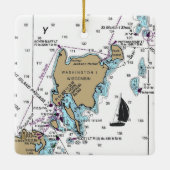 Washington Island WI Nautical Chart Keramisch Ornament (Achterkant)
