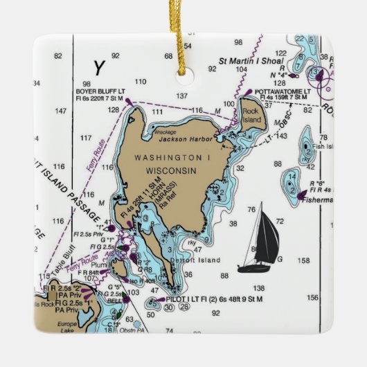 Washington Island WI Nautical Chart Keramisch Ornament (Voorkant)