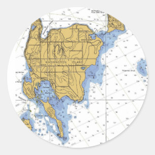 Washington Island, WI Nautical Chart Ronde Sticker
