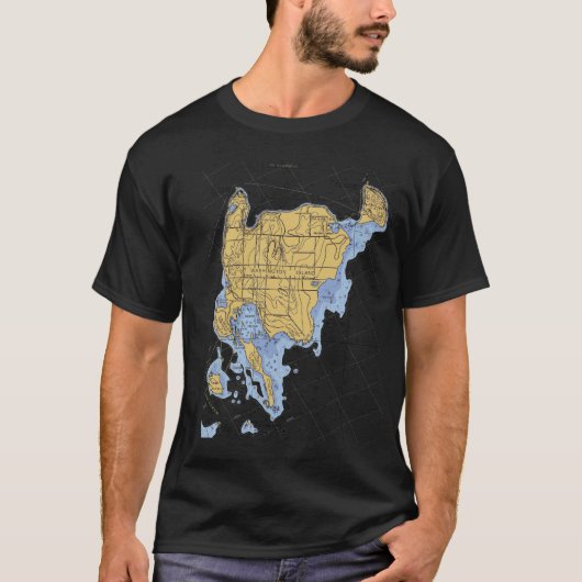 Washington Island, WI Nautical Chart T shirt (Voorkant)