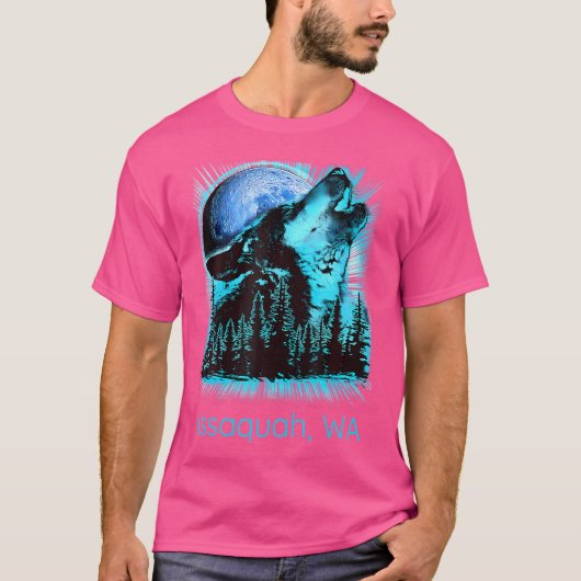 Washington Issaquah Howling Wolf in het Moon Fores T-shirt (Voorkant)