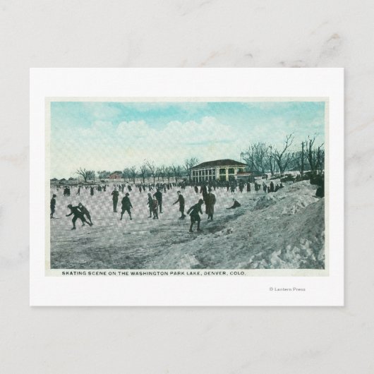 Washington Lake Park Ice Skening Scene Briefkaart (Voorkant)