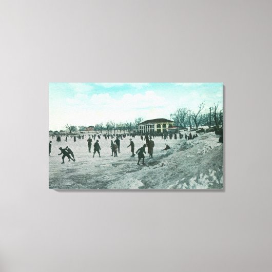 Washington Lake Park Ice Skening Scene Canvas Afdruk (Voorkant)