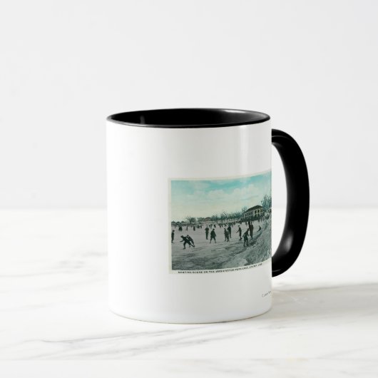 Washington Lake Park Ice Skening Scene Mok (Voorkant rechts)