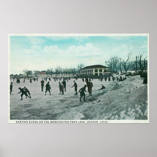 Washington Lake Park Ice Skening Scene Poster (Voorkant)