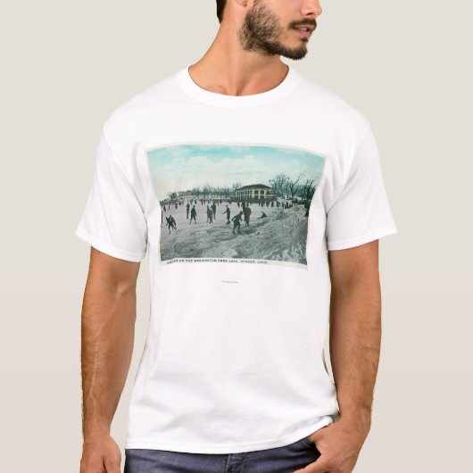 Washington Lake Park Ice Skening Scene T-shirt (Voorkant)