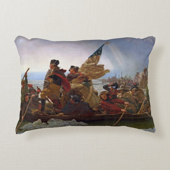 Washington langs de Delaware Decoratief Kussen (Voorkant)