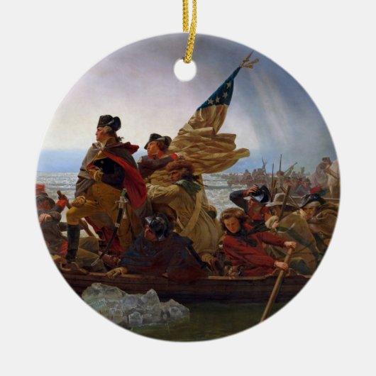 Washington langs de Delaware Keramisch Ornament (Voorkant)