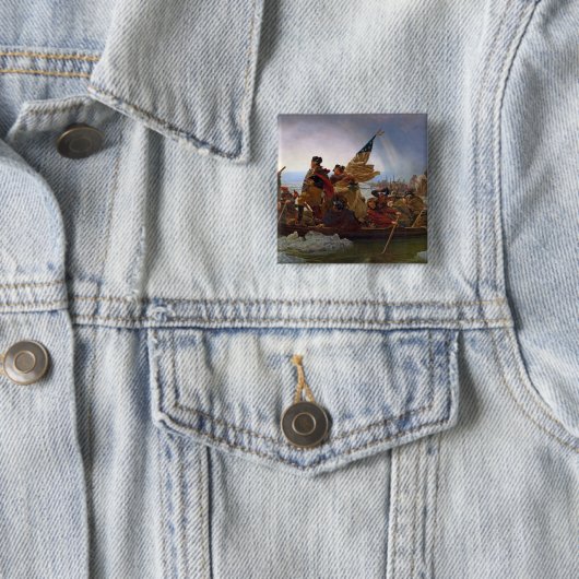 Washington langs de Delaware Vierkante Button 5,1 Cm (In situ)