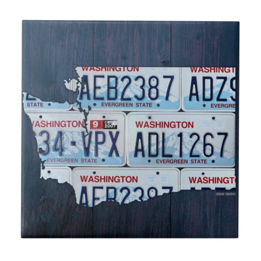 Washington License Bord Map keramische tegels V2 Tegeltje (Voorkant)