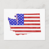 Washington Map: Amerikaanse vlag Patriottisch Briefkaart (Voorkant)