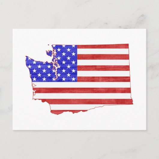 Washington Map: Amerikaanse vlag Patriottisch Briefkaart (Voorkant)