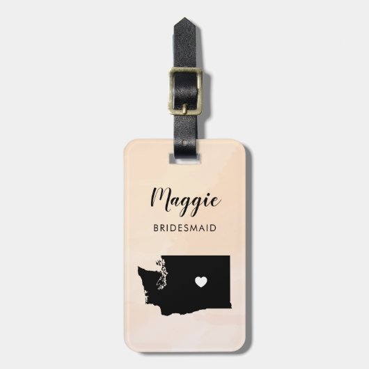 Washington Map Bagagelabel, Wedding Party Welcome Bagagelabel (Voorkant verticaal)
