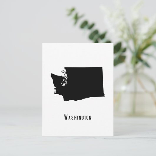 Washington Map - Black and White Modern Washington Briefkaart (Staand voorkant)