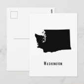 Washington Map - Black and White Modern Washington Briefkaart (Voorkant / Achterkant)