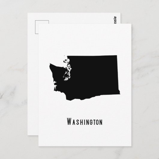 Washington Map - Black and White Modern Washington Briefkaart (Voorkant / Achterkant)