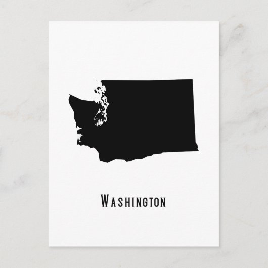 Washington Map - Black and White Modern Washington Briefkaart (Voorkant)