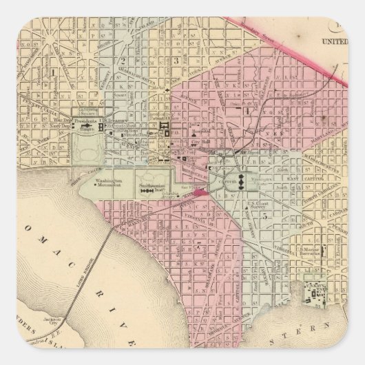 Washington Map door Mitchell Vierkante Sticker (Voorkant)