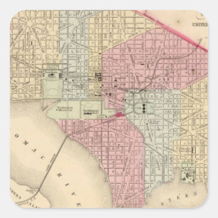 Washington Map door Mitchell Vierkante Sticker