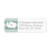 Washington Map Home State Love met Custom Heart Etiket (Voorkant)