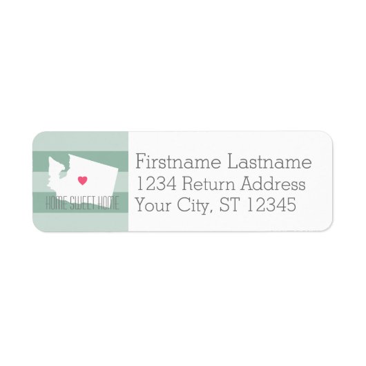 Washington Map Home State Love met Custom Heart Etiket (Voorkant)