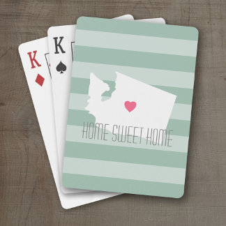 Washington Map Home State Love met Custom Heart Speelkaarten