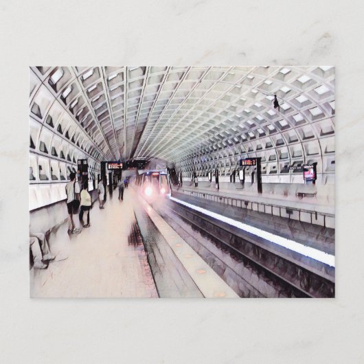 Washington Metro Subway Waterverf Schilderij Briefkaart (Voorkant)
