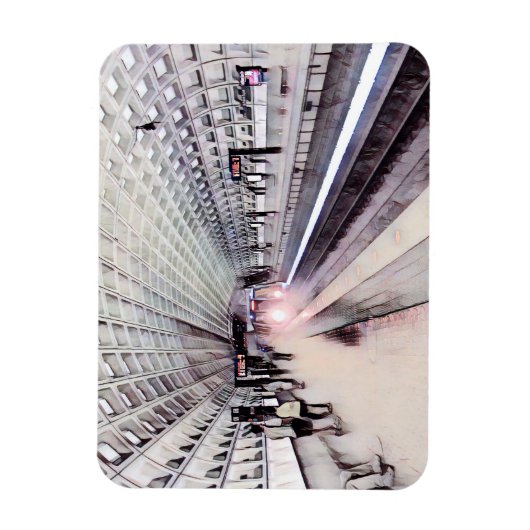 Washington Metro Subway Waterverf Schilderij Magneet (Verticaal)