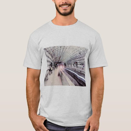 Washington Metro Subway Waterverf Schilderij T-shirt (Voorkant)