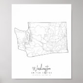 Washington Minimal Street Map Poster (Voorkant)