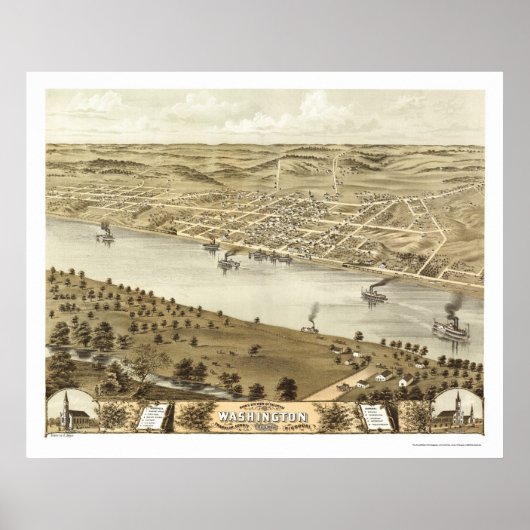 Washington, MO Panoramic Map - 1869 Poster (Voorkant)