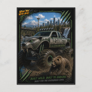 Washington Monster Truck Off Road Kunst Briefkaart